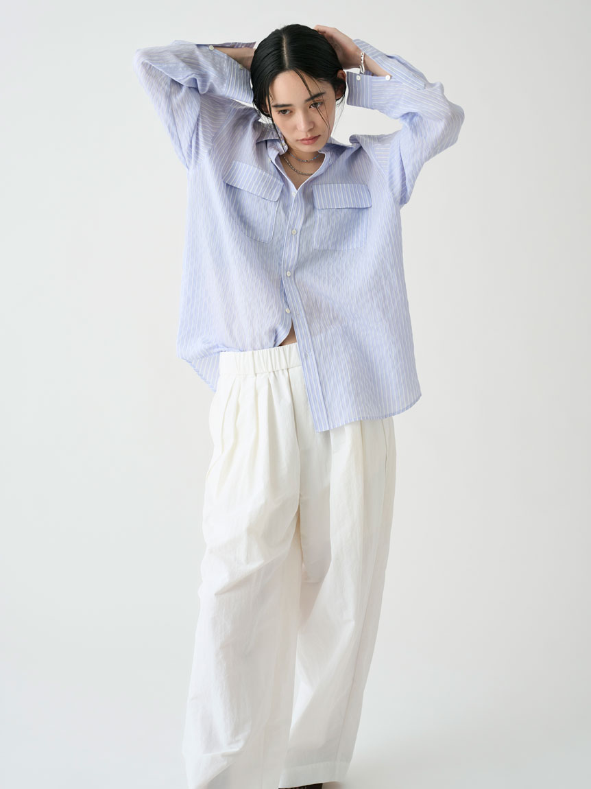 [てぃらさんプロデュース]ウエストタックパンツ　ブルーグレー　M niko and.. てぃら さん プロデュース ウエスト タック パンツ