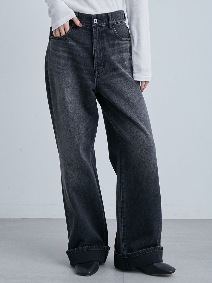 裾折り返しストレート美脚デニム(デニムパンツ)｜パンツ｜MIESROHE
