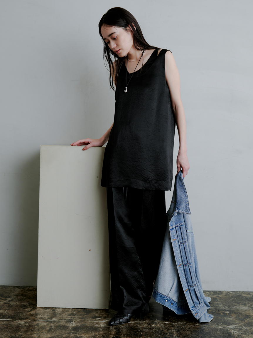 サテンタックイージーパンツ(ワイドパンツ)｜パンツ｜MIESROHE