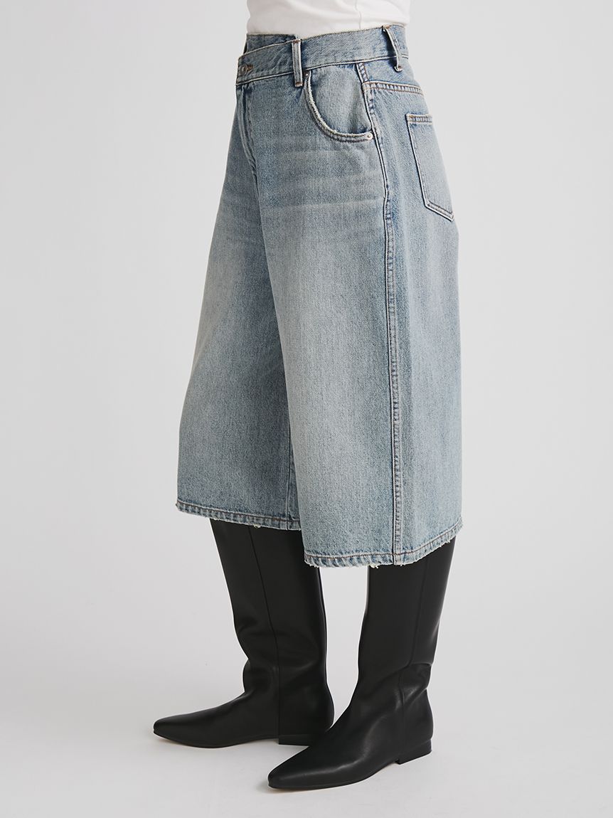 フロントレイヤードバミューダデニムパンツ(ロングパンツ)｜パンツ