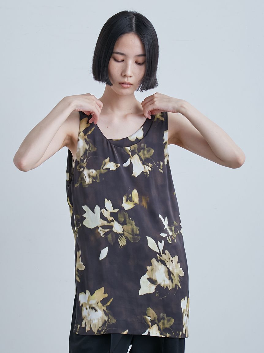 サテンレイヤード花柄ノースリTOPS(タンクトップ)｜トップス｜MIESROHE