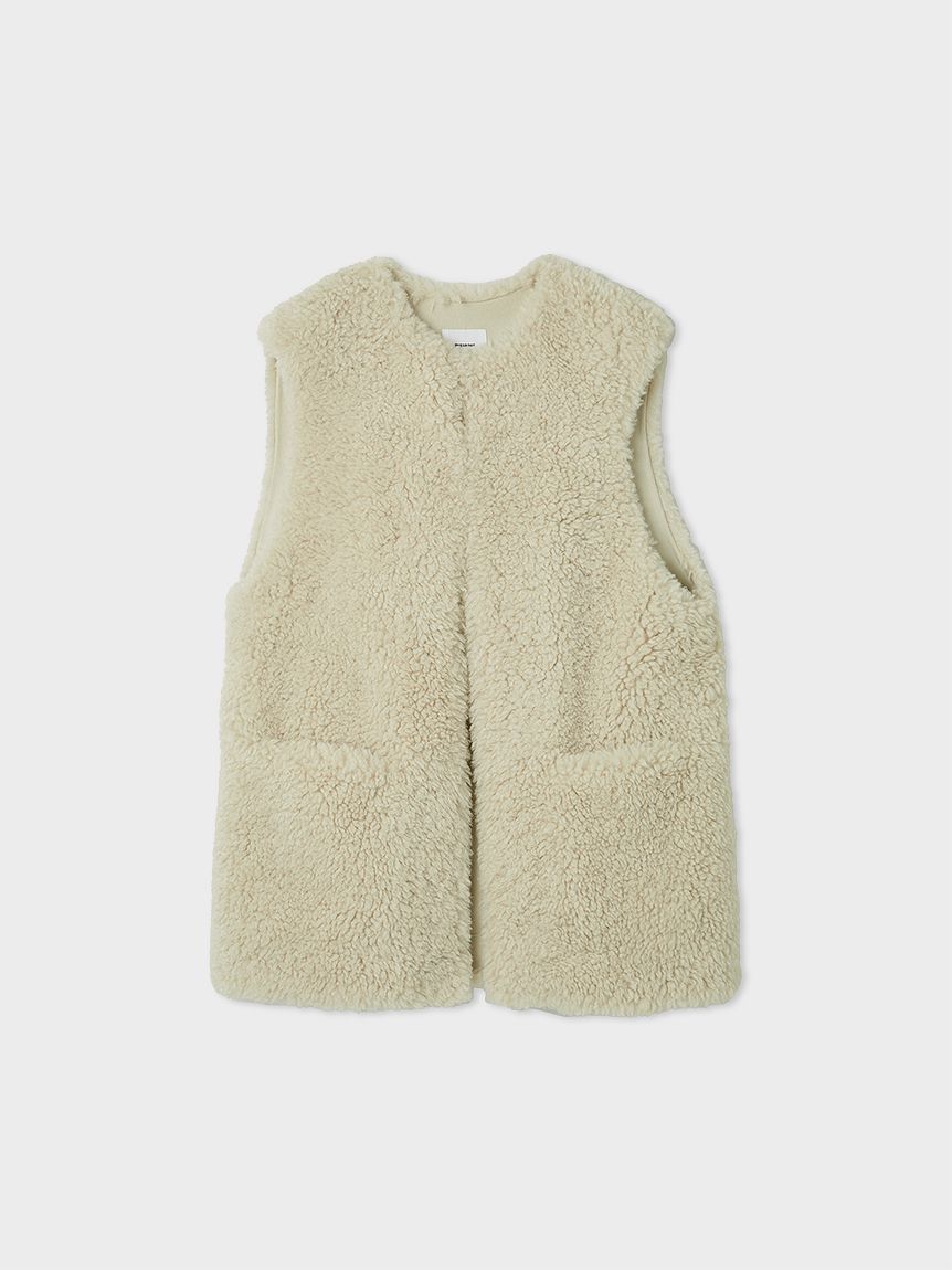 ノーカラーエコファーベスト(ベスト)｜アウター｜MIESROHE（ミースロエ