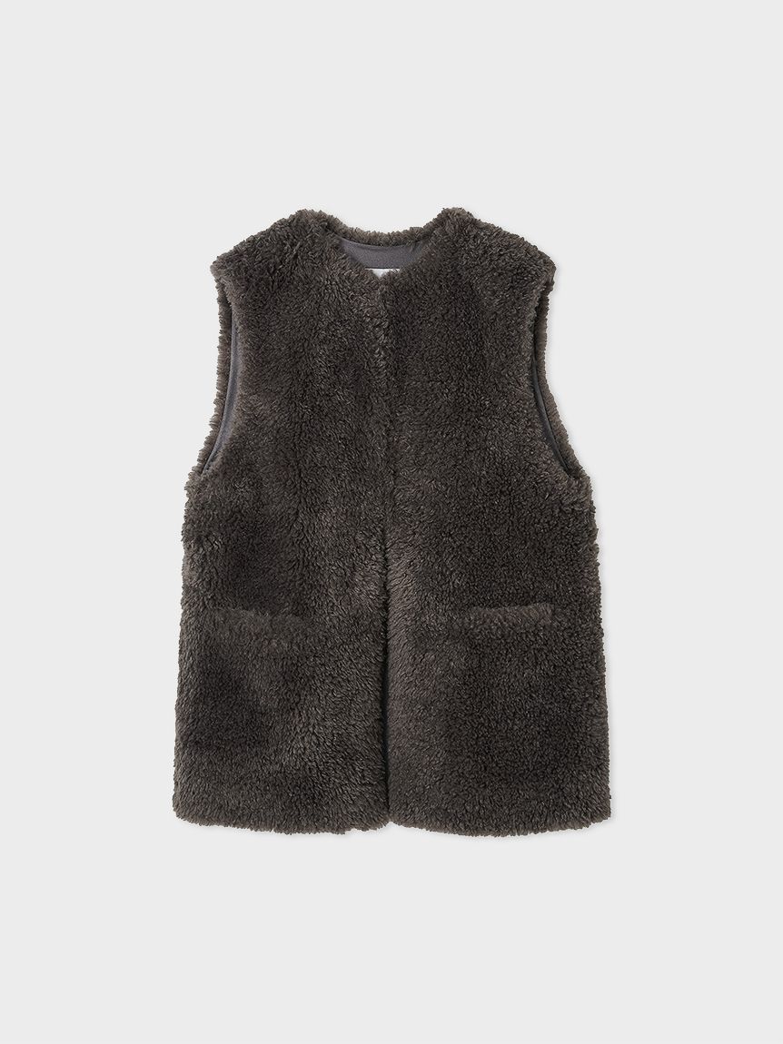 ノーカラーエコファーベスト(ベスト)｜アウター｜MIESROHE（ミースロエ