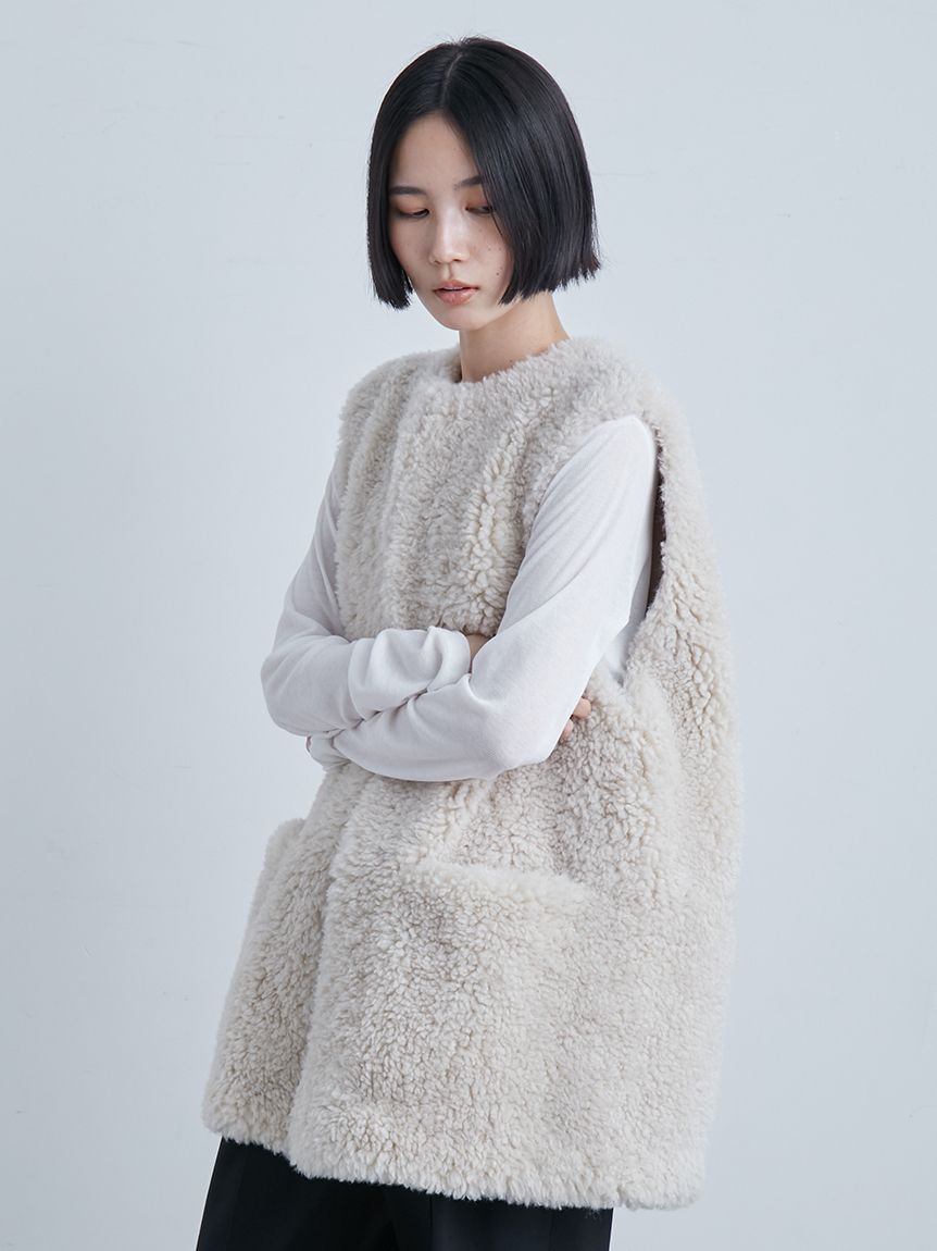 ノーカラーエコファーベスト(ベスト)｜アウター｜MIESROHE（ミースロエ