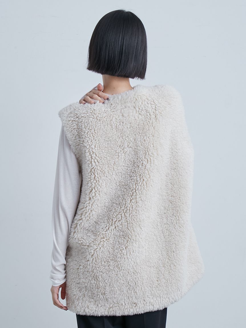 ノーカラーエコファーベスト(ベスト)｜アウター｜MIESROHE（ミースロエ