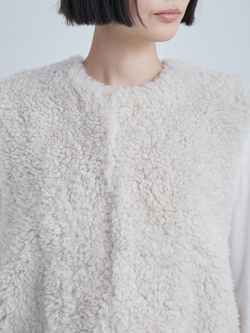 ノーカラーエコファーベスト(ベスト)｜アウター｜MIESROHE（ミースロエ