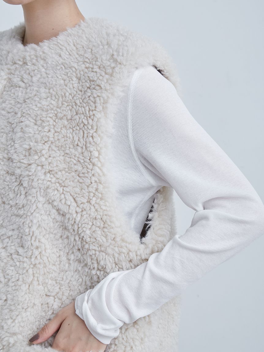 ノーカラーエコファーベスト(ベスト)｜アウター｜MIESROHE（ミースロエ