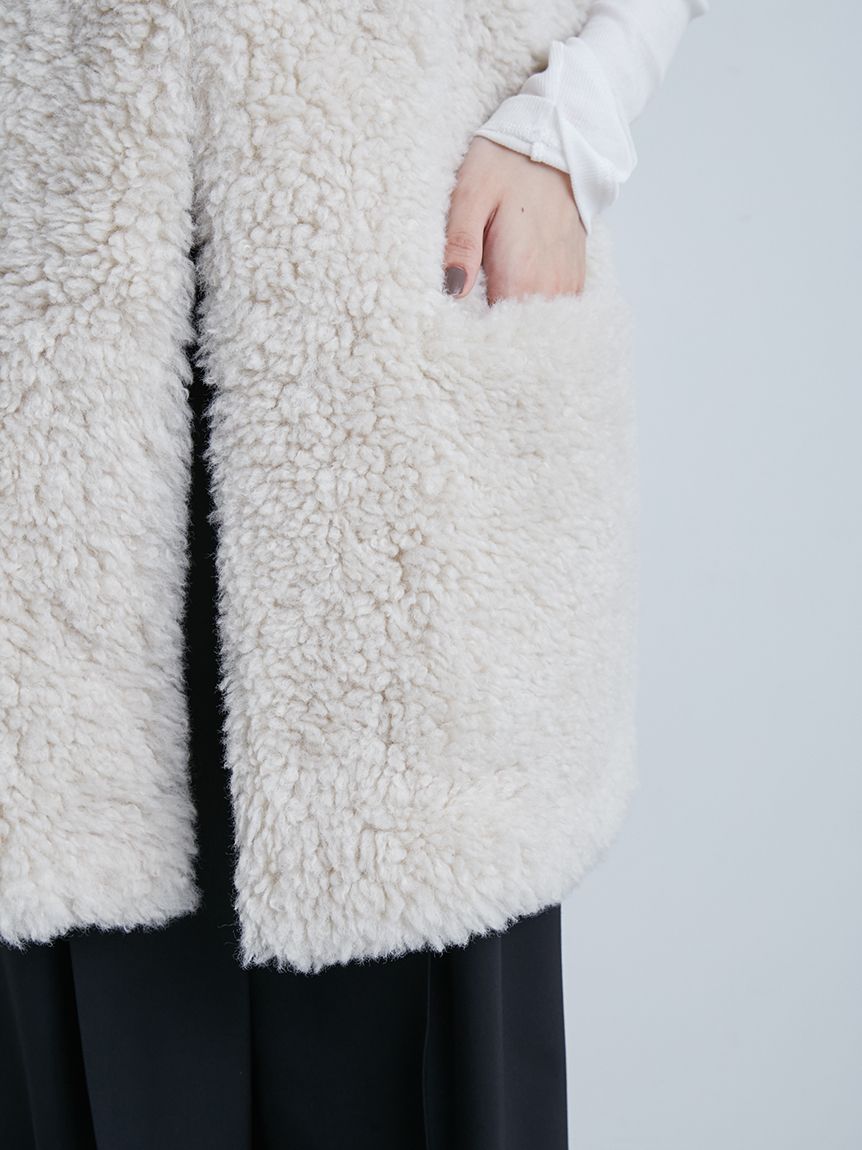 ミースロエ　ノーカラーエコファーベスト ノーカラーエコファーベスト(ベスト)｜アウター｜MIESROHE（ミースロエ