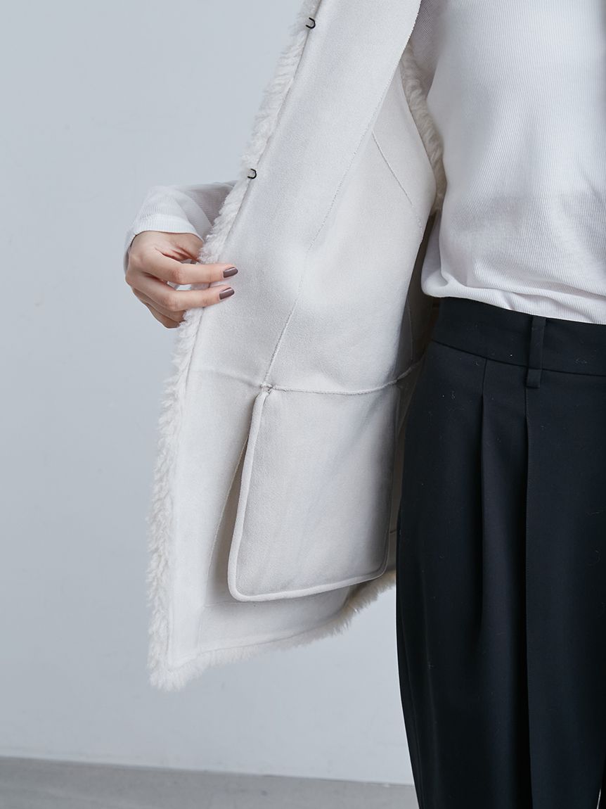 ノーカラーエコファーベスト(ベスト)｜アウター｜MIESROHE（ミースロエ