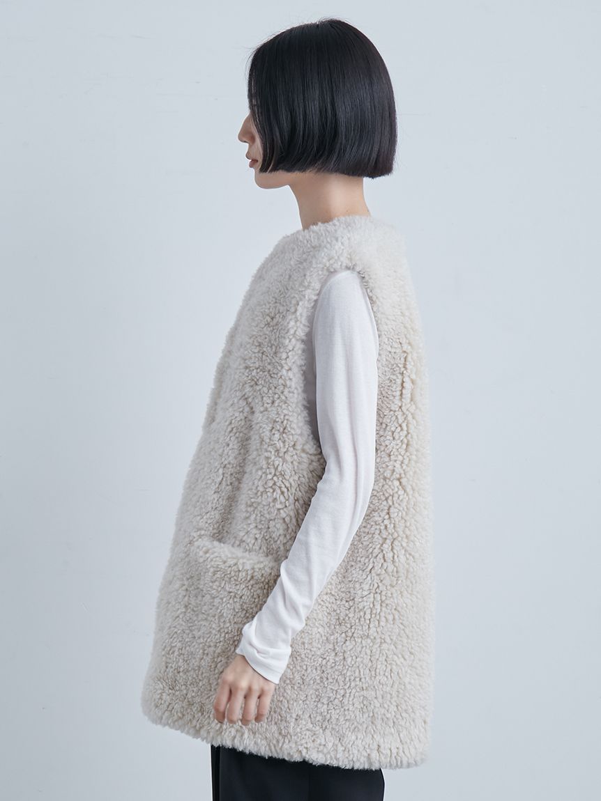 MY WHITE エコファーベスト ノーカラーエコファーベスト(ベスト)｜アウター｜MIESROHE（ミースロエ