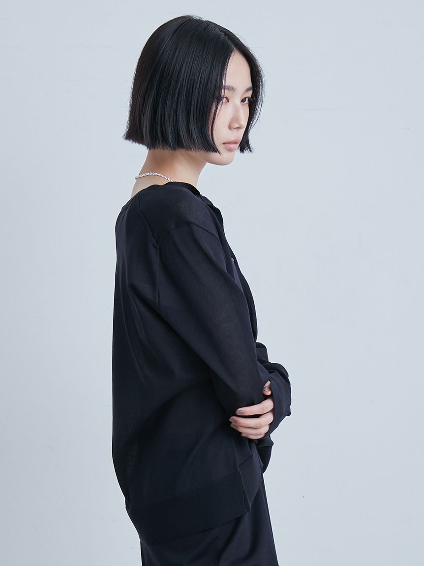 MIESROHEミースロエシアーストライプニットカーディガン MIESROHEミースロエシアーストライプニットカーディガン シアー