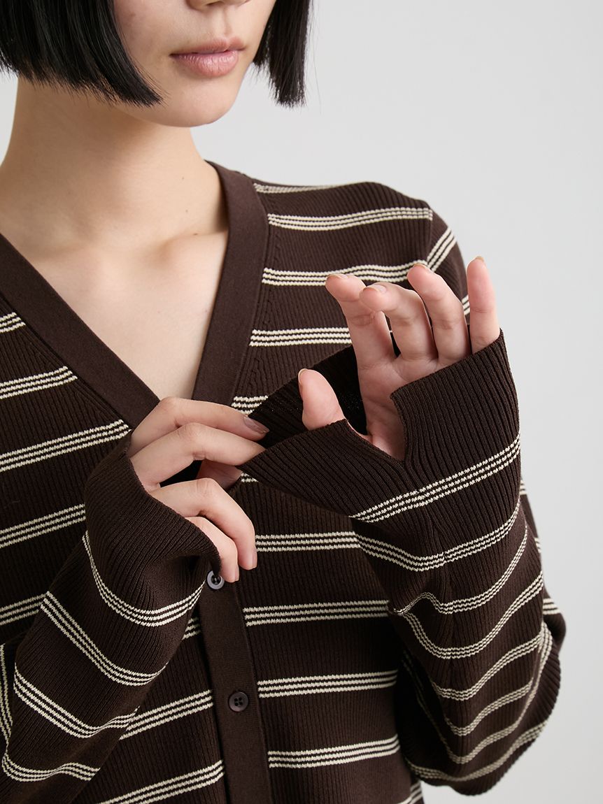 オーガニックRIBショートニットカーデ(カーディガン)｜トップス