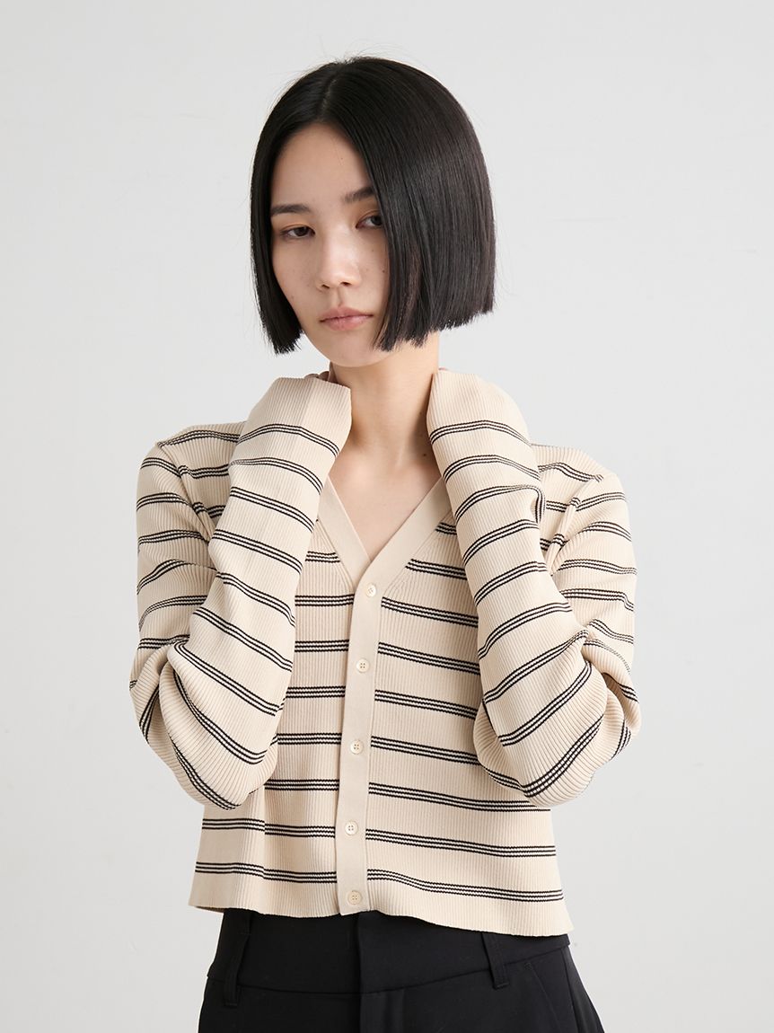 【美品】MIESROHE ミースロエ　オーガニックCリブカーディガン　ベージュ 美品】MIESROHE ミースロエ オーガニックCリブカーディガン ベージュ