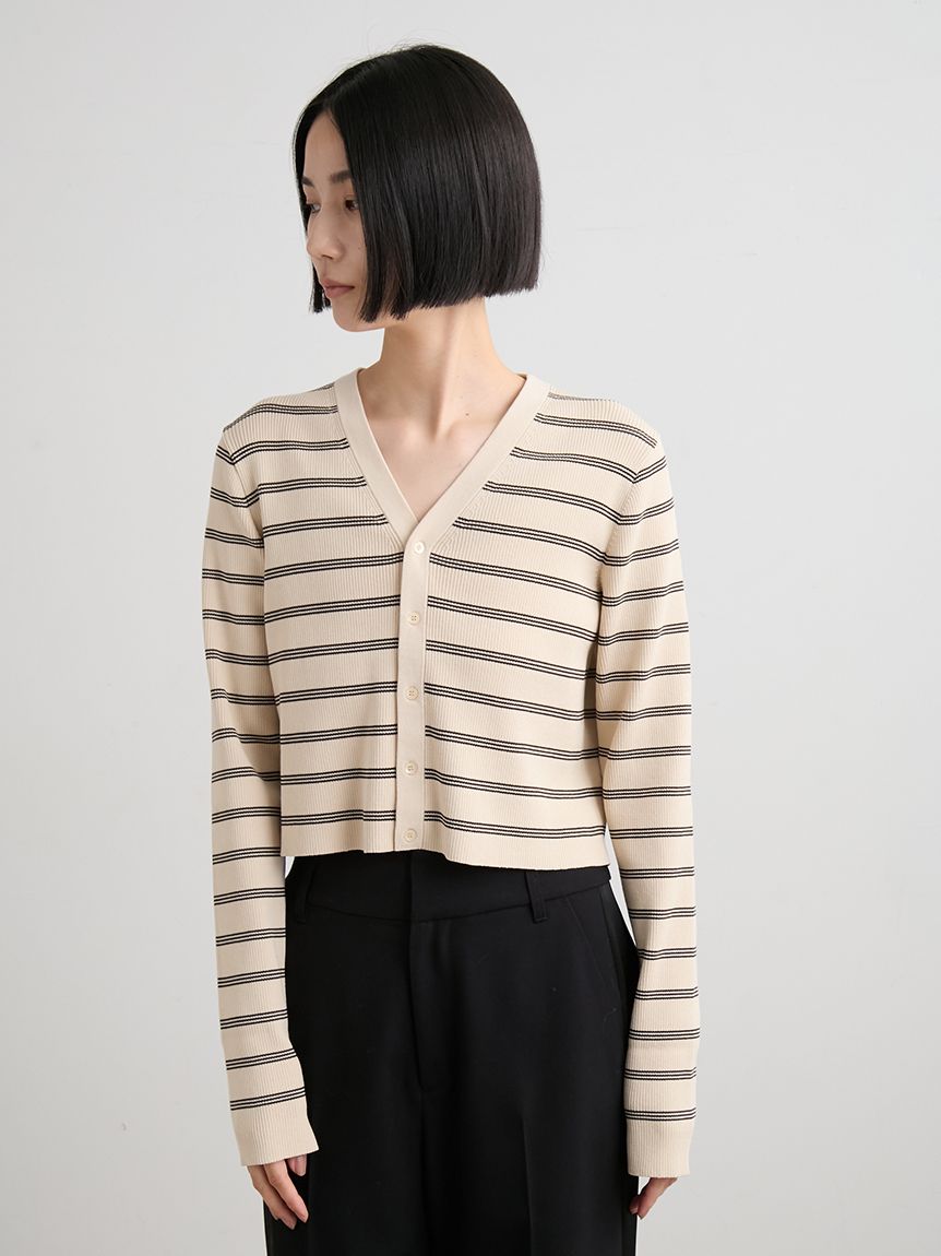 オーガニックRIBショートニットカーデ(カーディガン