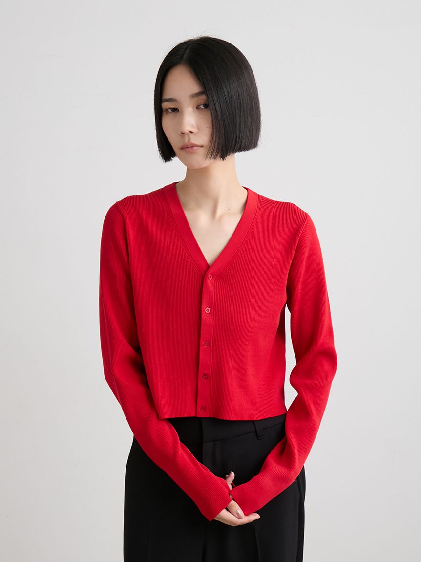 オーガニックRIBショートニットカーデ(カーディガン