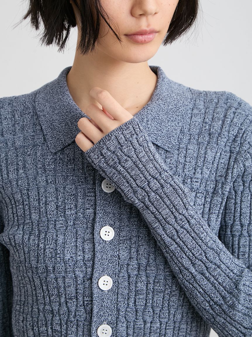 ☆今期新作☆ミースロエ／ウォッシャブル変形RIBニットカーデ【YEL】新品タグ付 洗える】変形RIBBニットカーデ(ニット)｜トップス｜MIESROHE