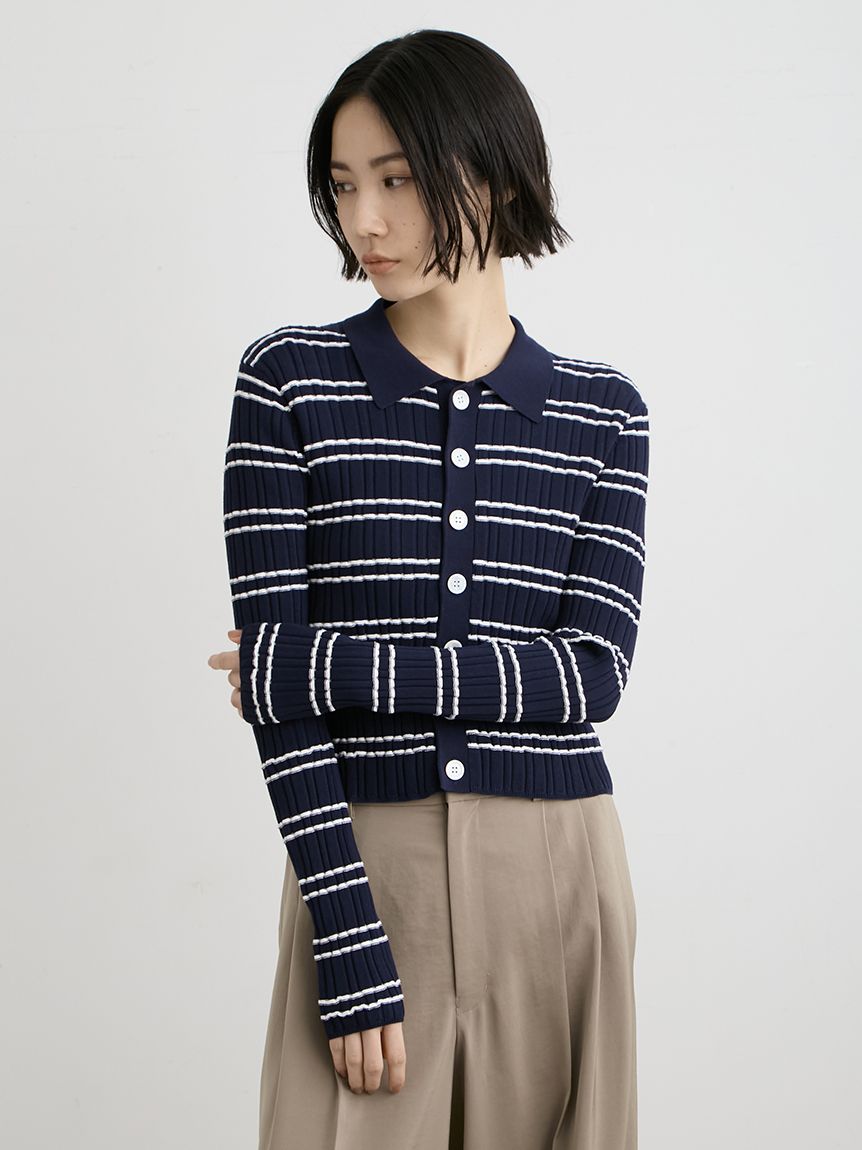☆今期新作☆ミースロエ／ウォッシャブル変形RIBニットカーデ【YEL】新品タグ付 ウォッシャブル変形RIBニットカーデ(ニット)｜トップス｜MIESROHE