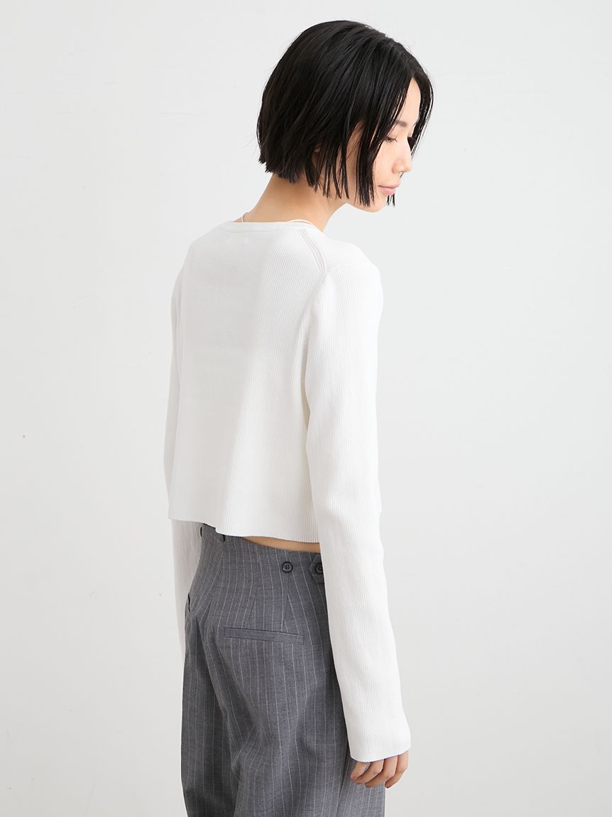 洗える】organic RIBショートニットカーデ(ニット)｜トップス