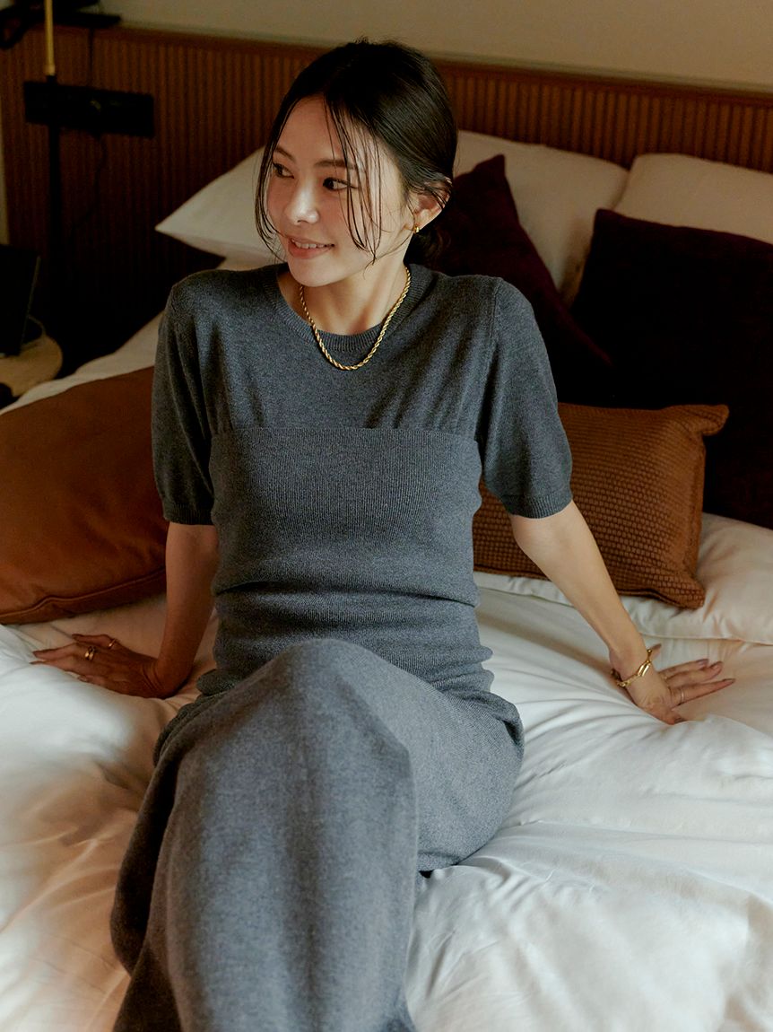 macoto×MIESROHE】ビスチェ付きニットワンピース(マキシ・ロング