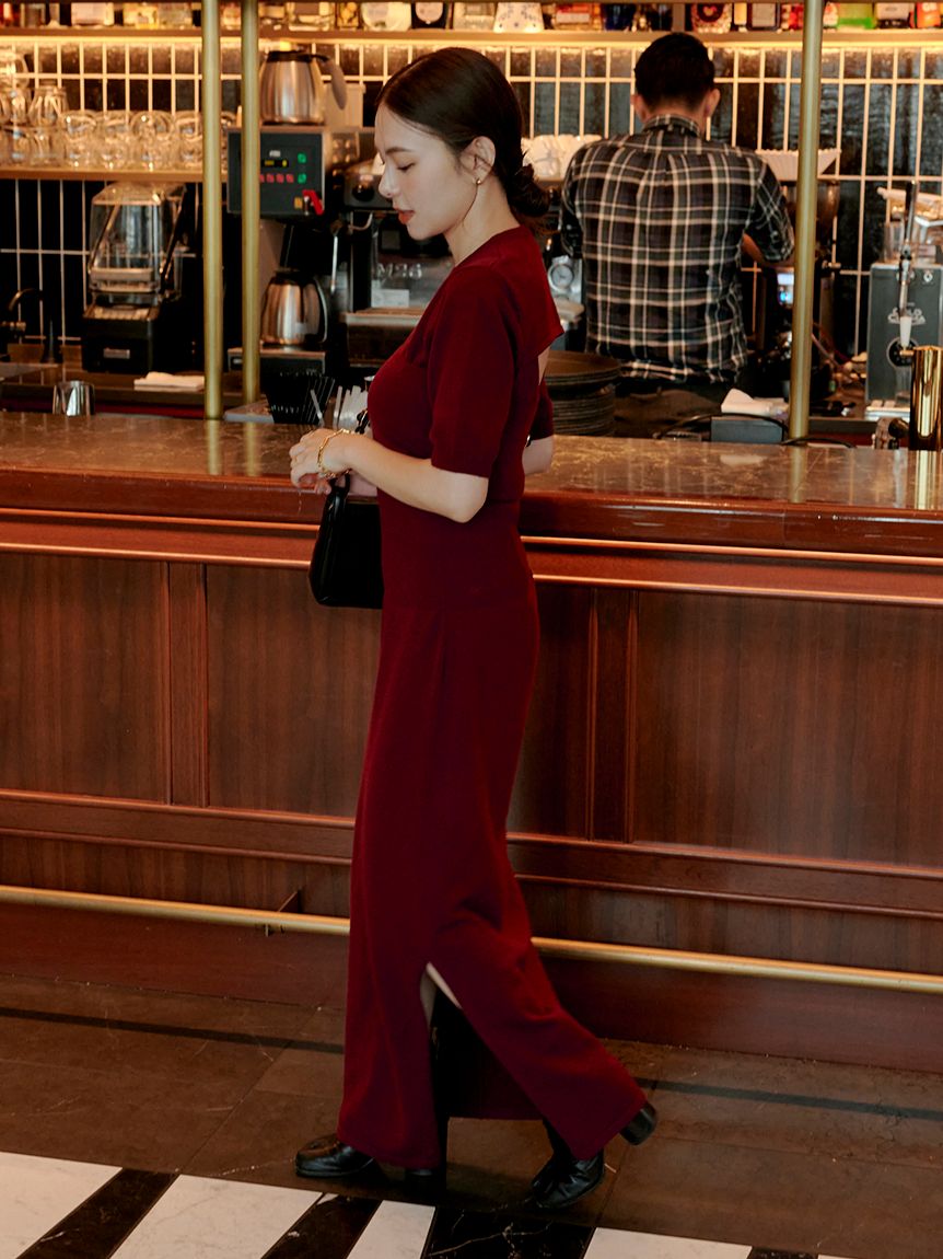 【macoto×MIESROHE】ビスチェ付きニットワンピース macoto×MIESROHE】ビスチェ付きニットワンピース(マキシ・ロング