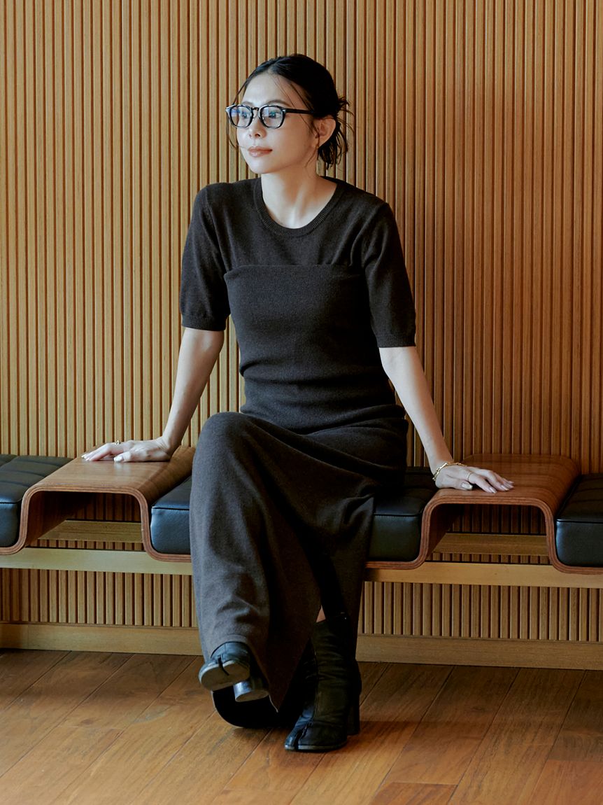 macoto×MIESROHE】ビスチェ付きニットワンピース(マキシ・ロング