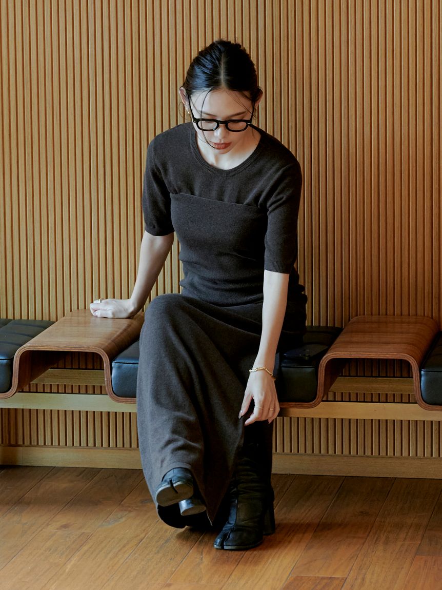 macoto×MIESROHE】ビスチェ付きニットワンピース(マキシ・ロング