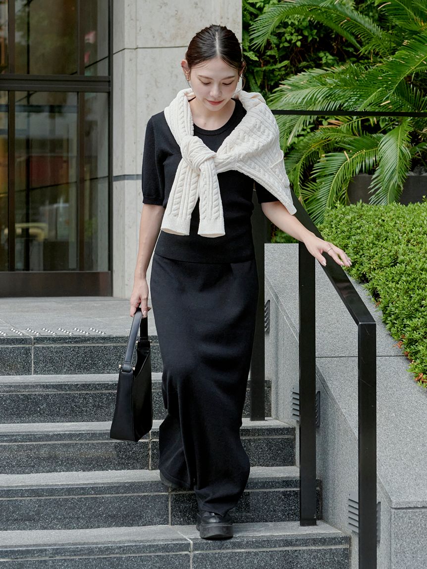 macoto×MIESROHE】ビスチェ付きニットワンピース(マキシ・ロング