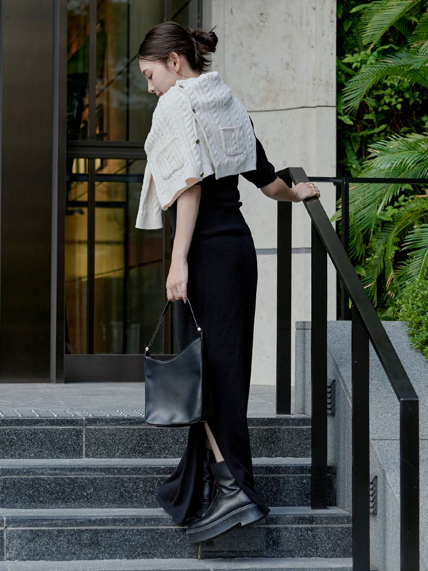 macoto×MIESROHE】ビスチェ付きニットワンピース(マキシ・ロング