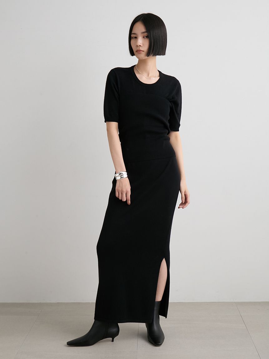 macoto×MIESROHE】ビスチェ付きニットワンピース(マキシ・ロング