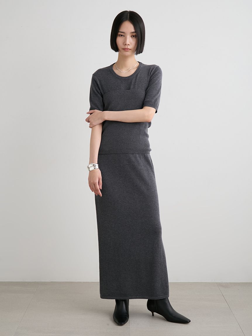 macoto×MIESROHE】ビスチェ付きニットワンピース(マキシ・ロング