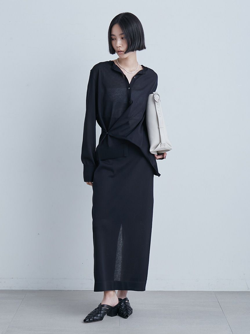 ミースロエ　シアーニットマキシスカート【新品・未着用】 ミースロエ シアーニットマキシスカート【新品・未着用】 - メルカリ