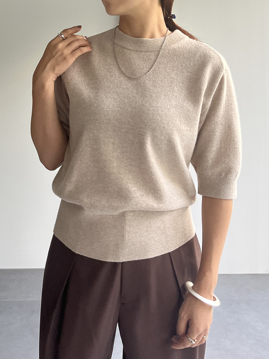 washable チェーンステッチカシミヤ半袖ニット(ニット)|トップス ...