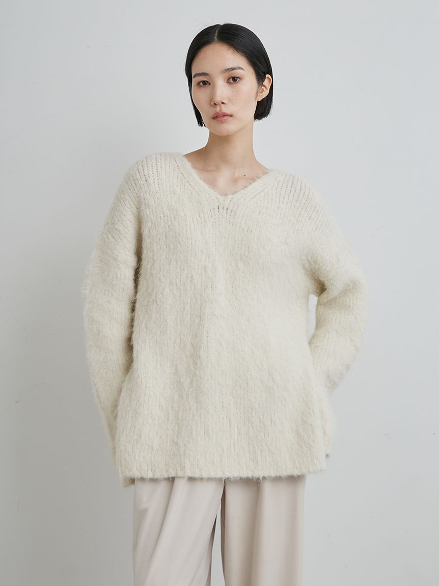 sustainableロングシャギーVネックニット(ニット)｜トップス｜MIESROHE