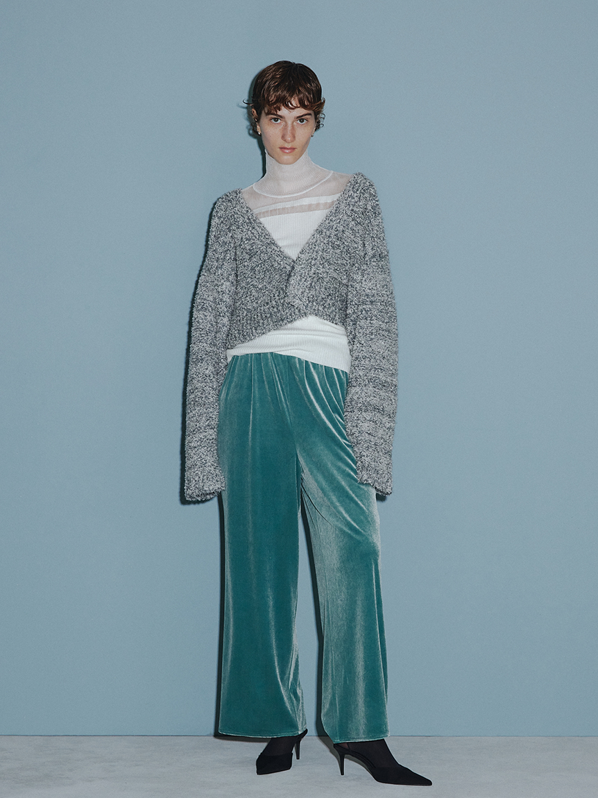 ミースロエ　washableシアーRIB切り替えニットTOPS MIESROHE washableシアーRIB切り替えニットTOPS