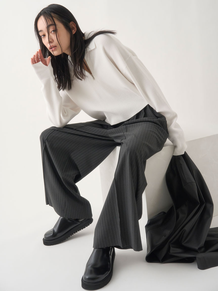 SEVENTEN ラッフルタフタニット　ネイビー　Mサイズ ラッフルタフタニット(ネイビー) - seventen