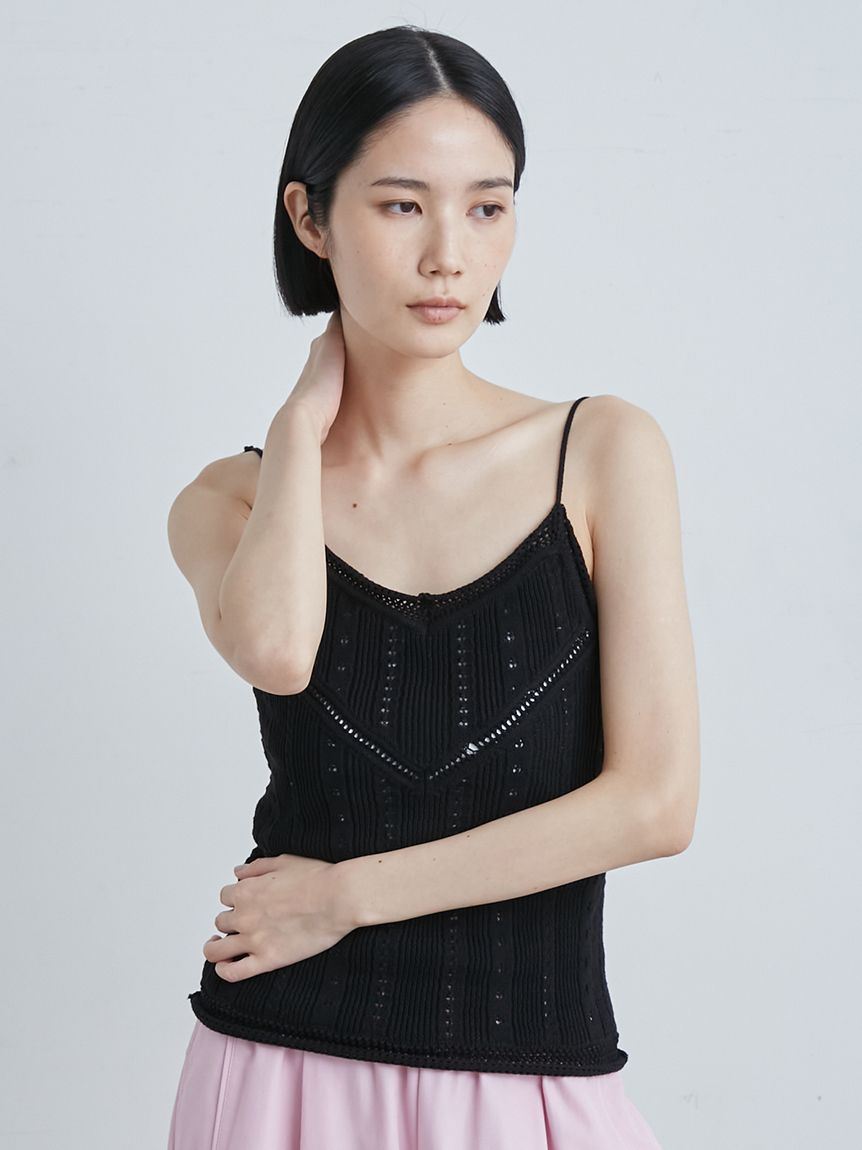 France Vintage❤︎異素材 ニット×レース キャミソール itimi ニットレースキャミソール(キャミソール)｜トップス｜MIESROHE