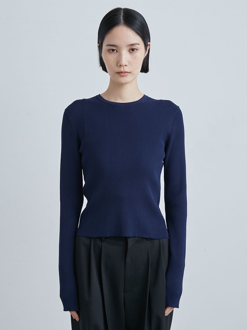 MIESROHE washableシアーRIB切り替えニットTOPS ミースロエ washableシアーRIB切り替えニットTOPS （タートル