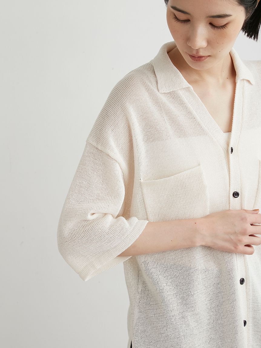 MIESROHE◆ニット・セーター(薄手)/FREE/レーヨン/BLK/無地/MWNT251004 ニットオーバーSH(シャツ)｜トップス｜MIESROHE（ミースロエ