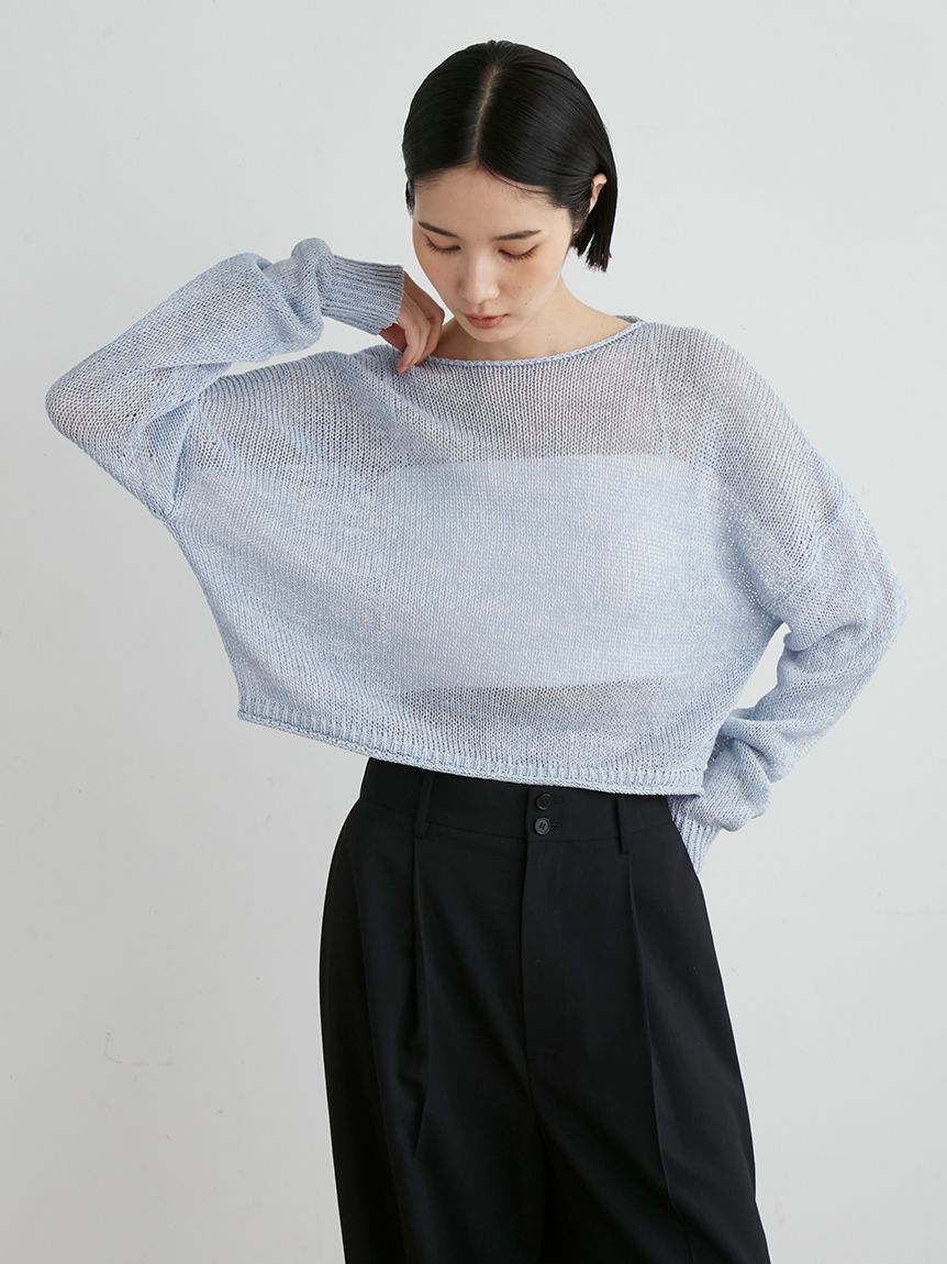 MIESROHE ランダム編みラウンドネックニット ブラック　ミースロエ　フリー モールペプラムニットビスチェ(ビスチェ)｜トップス｜MIESROHE