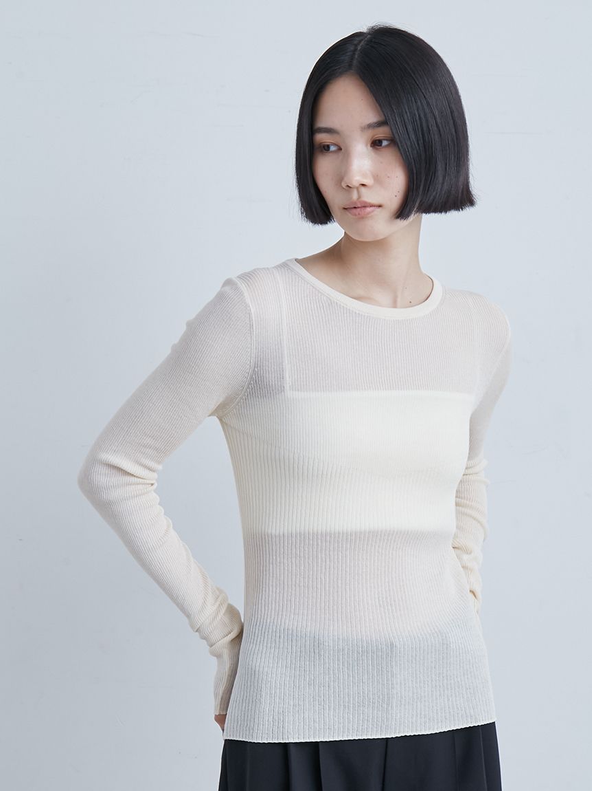 シアーリブクルーネックNT(ニット)｜トップス｜MIESROHE（ミースロエ