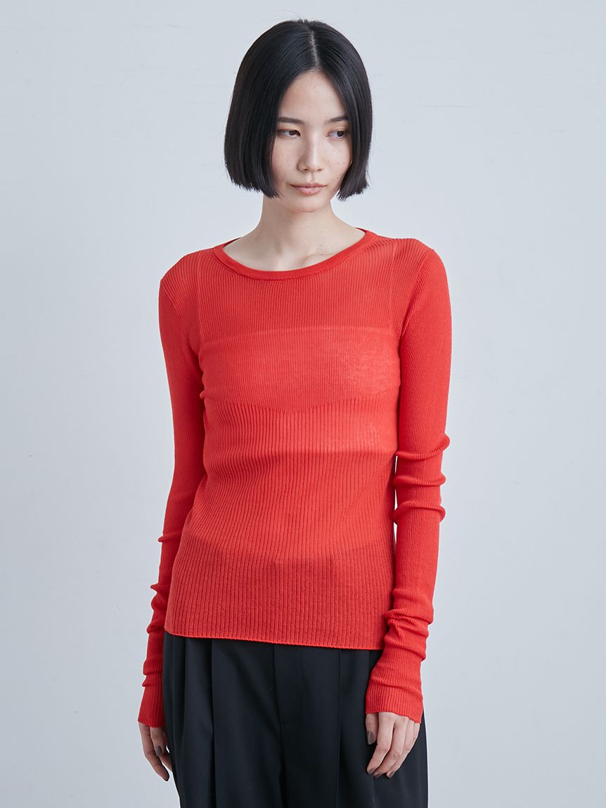 ミースロエ　クルーネック　ニット　ブラック MIESROHE（ミースロエ）の「シアー切り替えRIBクルーニット