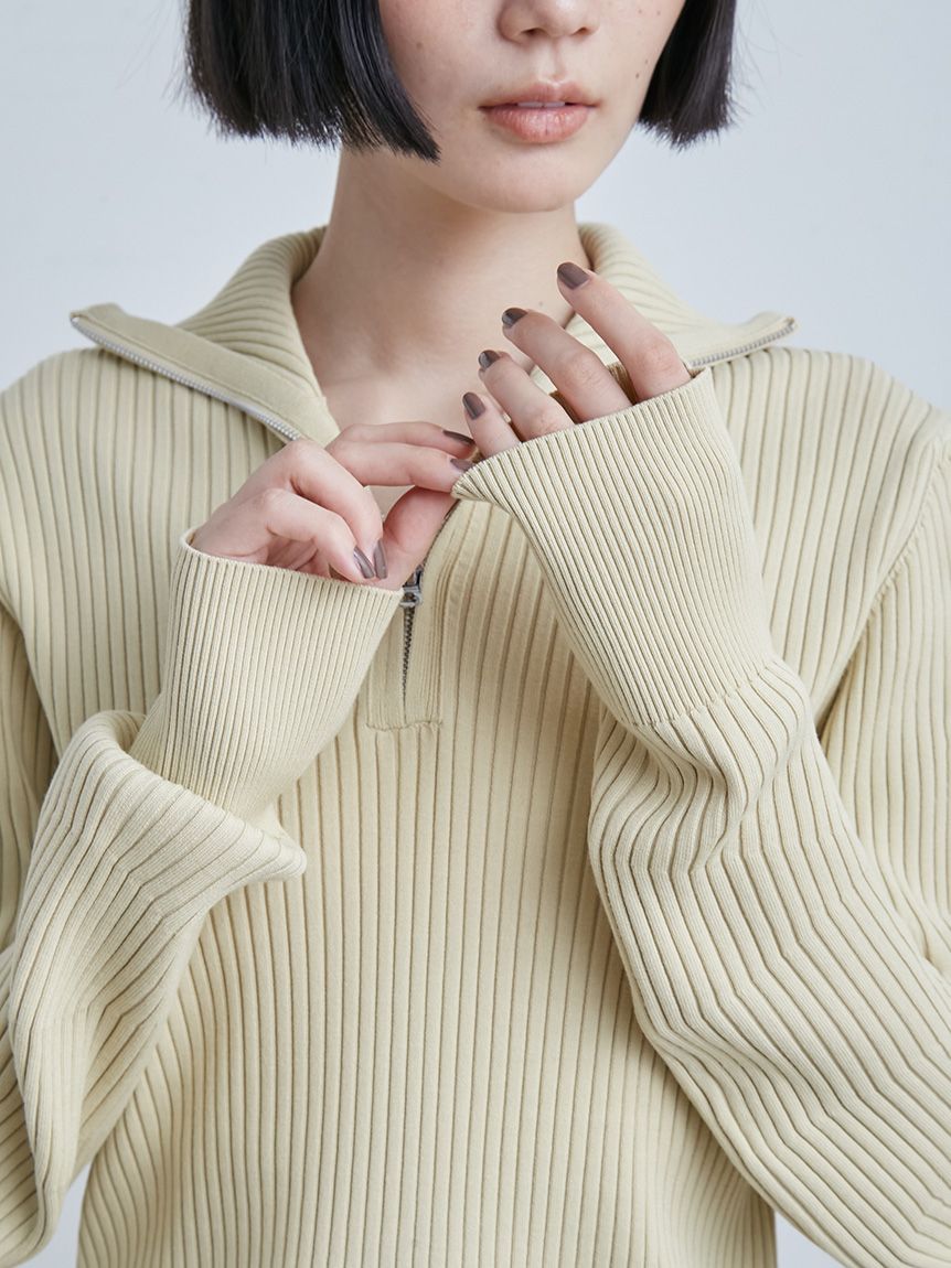 ウェーブスリーブハーフジップNT(ニット)｜トップス｜MIESROHE