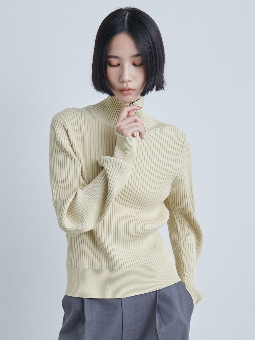 未使用級✨ミースロエ　ニットトップス　アイボリー ウェーブスリーブハーフジップNT(ニット)｜トップス｜MIESROHE