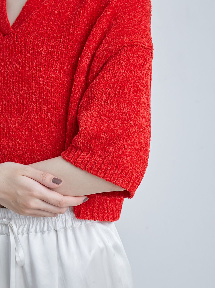 【MIESROHE】モールヤーンオープンカラーNT【新品、タグ付】 モールヤーンオープンカラーNT(ニット)｜トップス｜MIESROHE