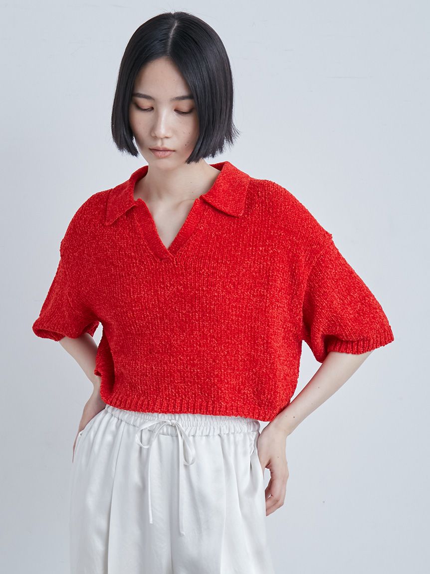 【MIESROHE】モールヤーンオープンカラーNT【新品、タグ付】 モールヤーンオープンカラーNT(ニット)｜トップス｜MIESROHE