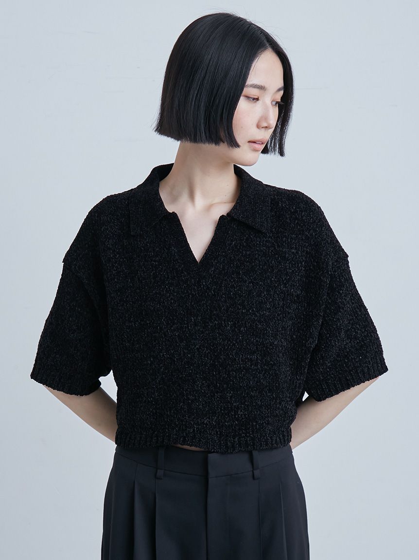 【MIESROHE】モールヤーンオープンカラーNT【新品、タグ付】 モールヤーンオープンカラーNT（ニット）｜MIESROHE（ミースロエ