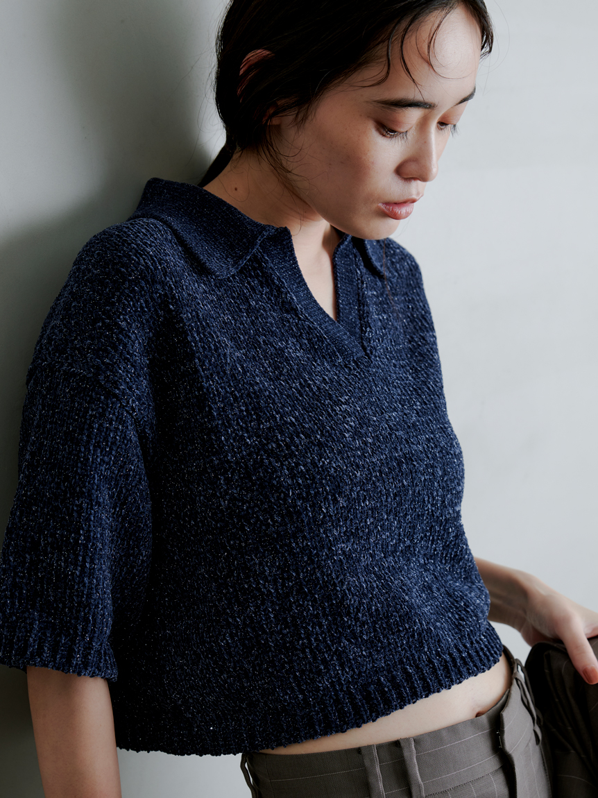 【MIESROHE】モールヤーンオープンカラーNT【新品、タグ付】 モールヤーンオープンカラーNT(ニット)｜トップス｜MIESROHE