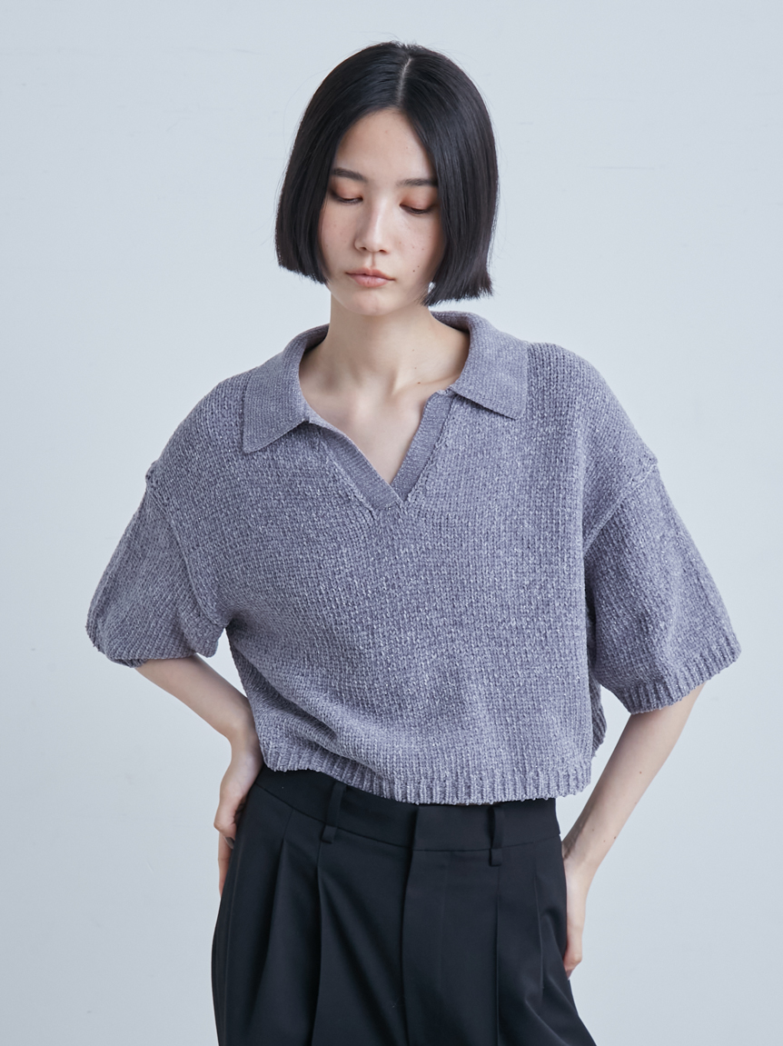 モールヤーンオープンカラーラメNT(ニット)｜トップス｜MIESROHE