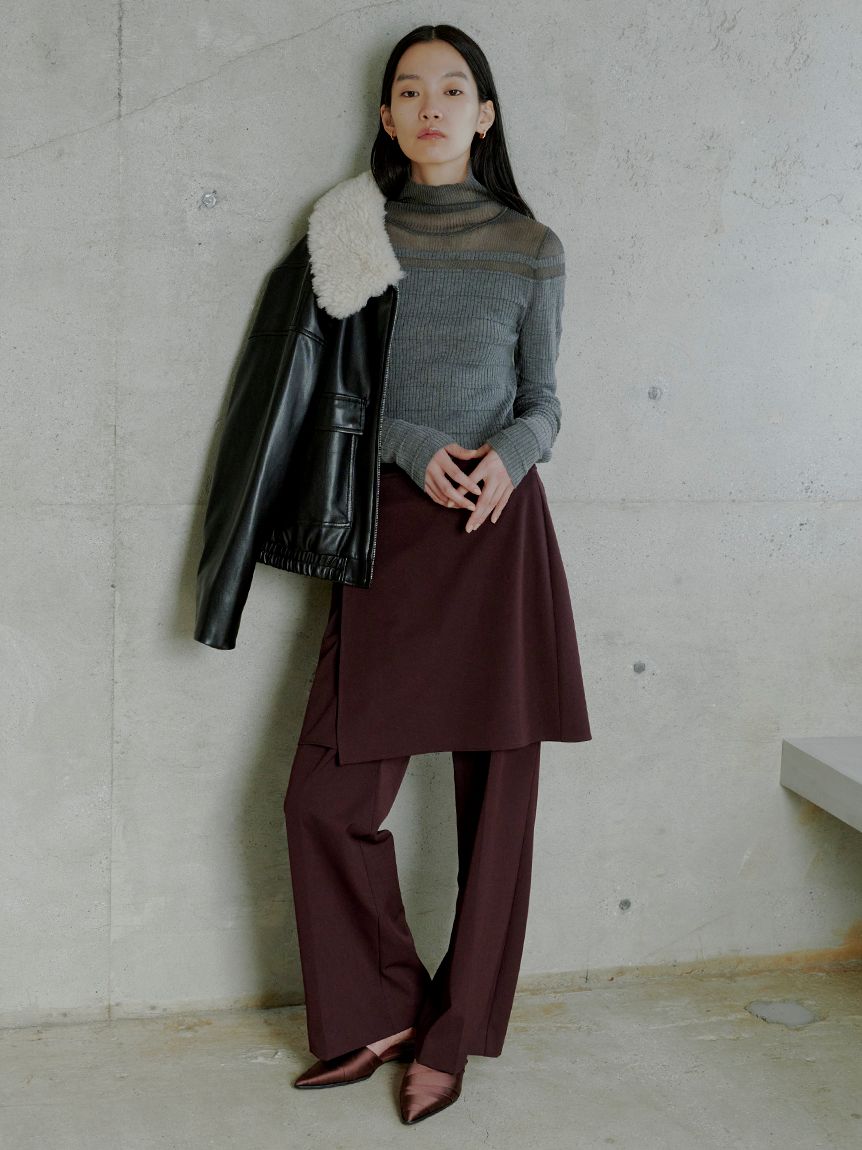jersey タートルネック ブラウン ribタートル entire studios - ジップアップ タートルネック / ZIP UP TURTLE NECK