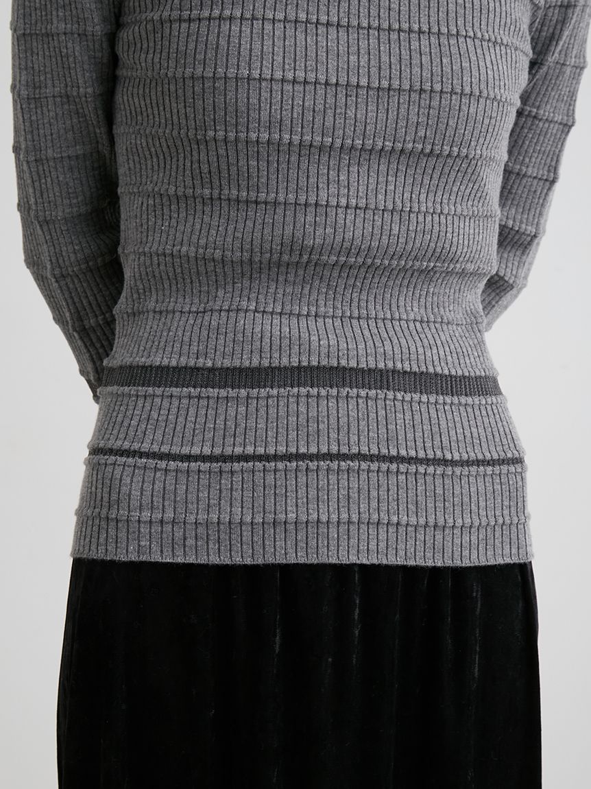ribタートルニット WEB限定】シアー切り替えRIBタートルニット(ニット)｜トップス